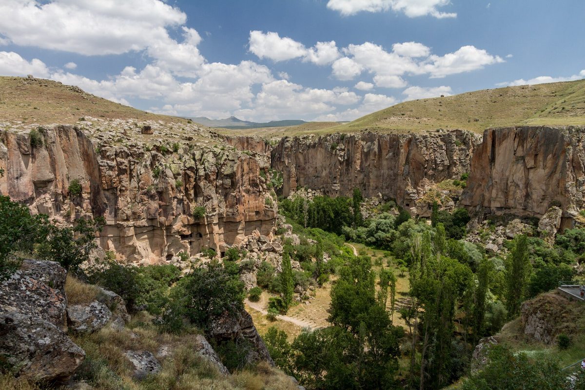 The green canyon floor of the Ihlara Valley