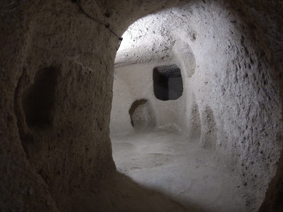 Carved tunnels and chambers inside a Cappadocian underground city